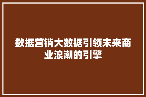 数据营销大数据引领未来商业浪潮的引擎