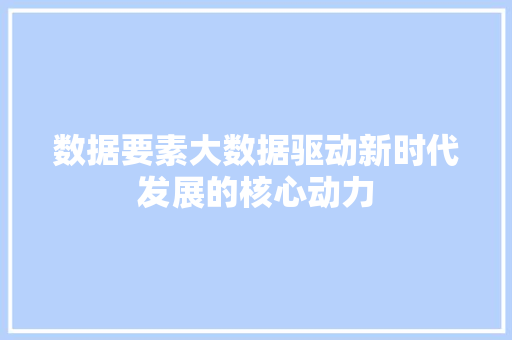 数据要素大数据驱动新时代发展的核心动力
