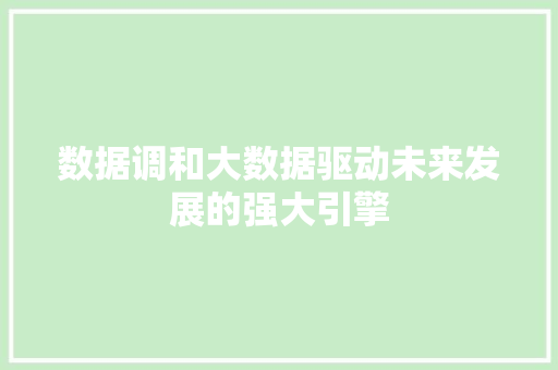数据调和大数据驱动未来发展的强大引擎