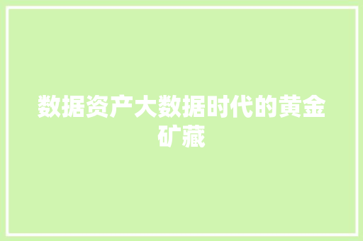 数据资产大数据时代的黄金矿藏
