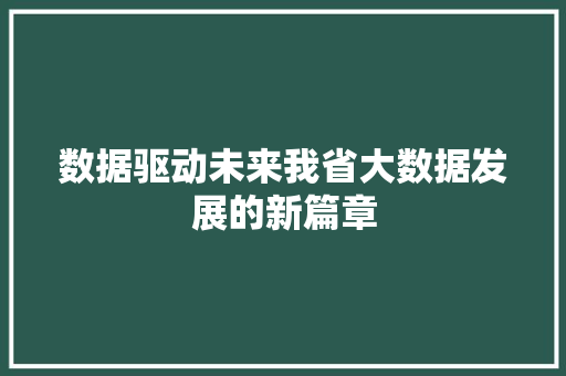 数据驱动未来我省大数据发展的新篇章