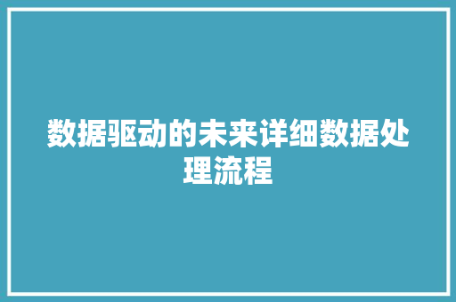 数据驱动的未来详细数据处理流程