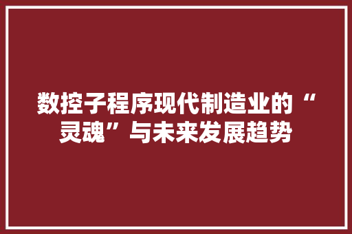 数控子程序现代制造业的“灵魂”与未来发展趋势