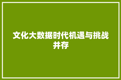 文化大数据时代机遇与挑战并存