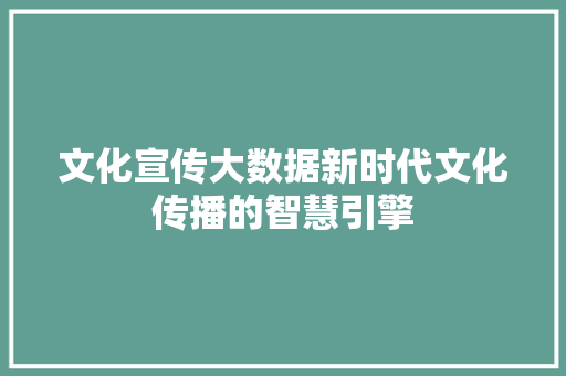 文化宣传大数据新时代文化传播的智慧引擎
