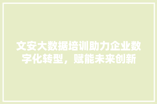 文安大数据培训助力企业数字化转型，赋能未来创新