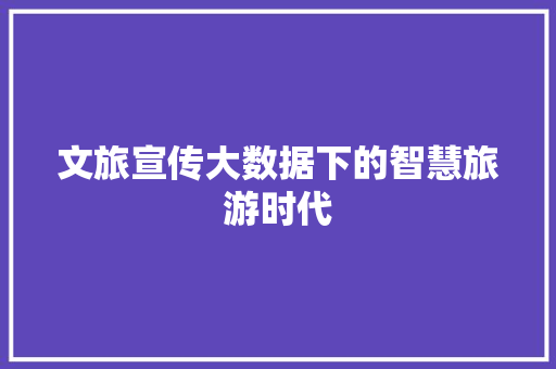 文旅宣传大数据下的智慧旅游时代