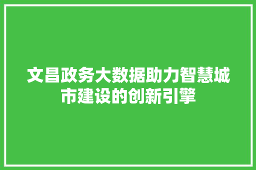 文昌政务大数据助力智慧城市建设的创新引擎