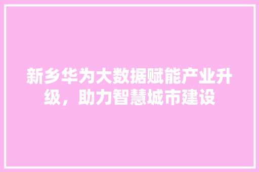 新乡华为大数据赋能产业升级，助力智慧城市建设