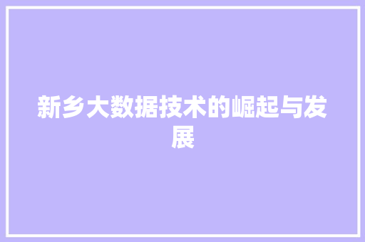 新乡大数据技术的崛起与发展