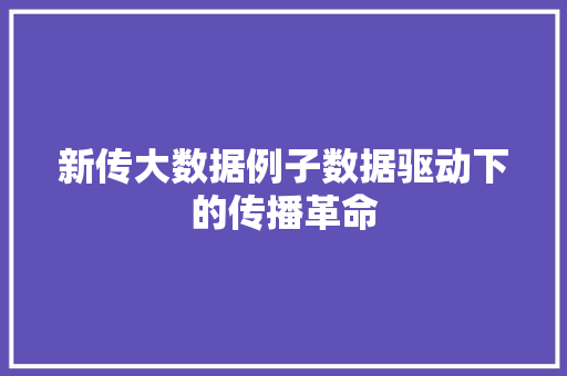 新传大数据例子数据驱动下的传播革命