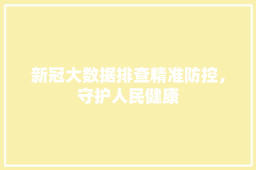 新冠大数据排查精准防控，守护人民健康