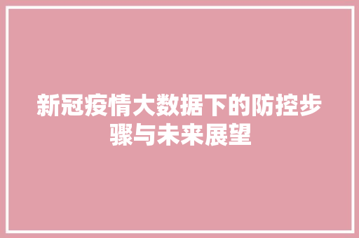 新冠疫情大数据下的防控步骤与未来展望