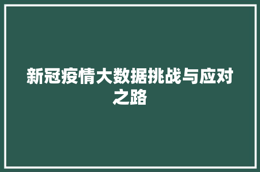 新冠疫情大数据挑战与应对之路