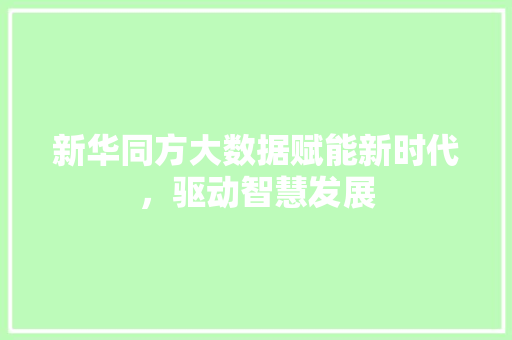 新华同方大数据赋能新时代，驱动智慧发展