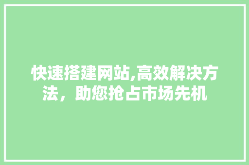 快速搭建网站,高效解决方法，助您抢占市场先机 响应式设计