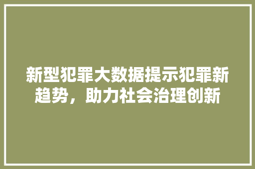 新型犯罪大数据提示犯罪新趋势，助力社会治理创新