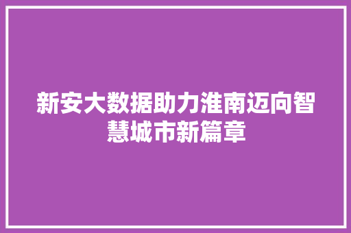 新安大数据助力淮南迈向智慧城市新篇章