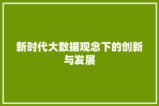新时代大数据观念下的创新与发展