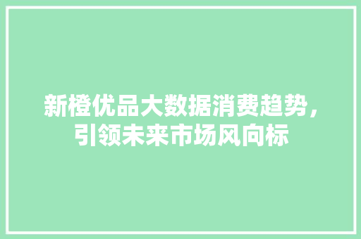 新橙优品大数据消费趋势，引领未来市场风向标