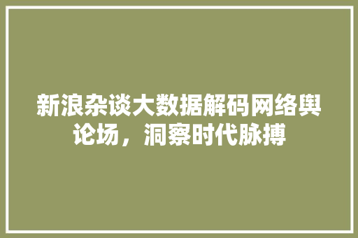 新浪杂谈大数据解码网络舆论场，洞察时代脉搏