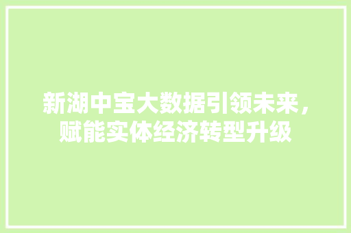 新湖中宝大数据引领未来，赋能实体经济转型升级