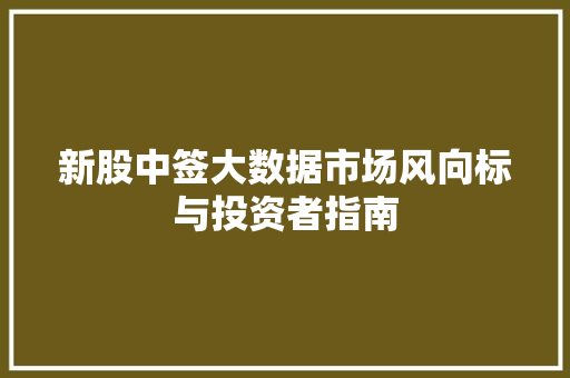 新股中签大数据市场风向标与投资者指南