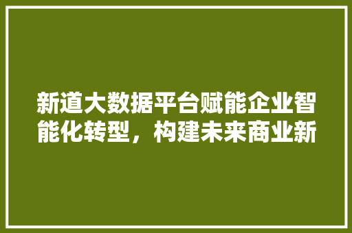 新道大数据平台赋能企业智能化转型，构建未来商业新生态