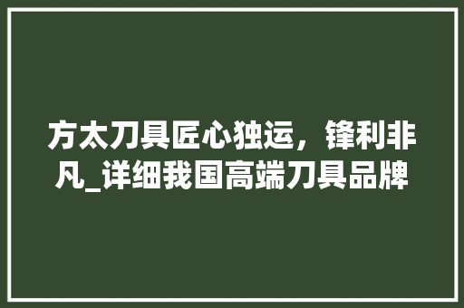 方太刀具匠心独运，锋利非凡_详细我国高端刀具品牌