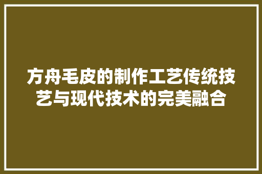 方舟毛皮的制作工艺传统技艺与现代技术的完美融合