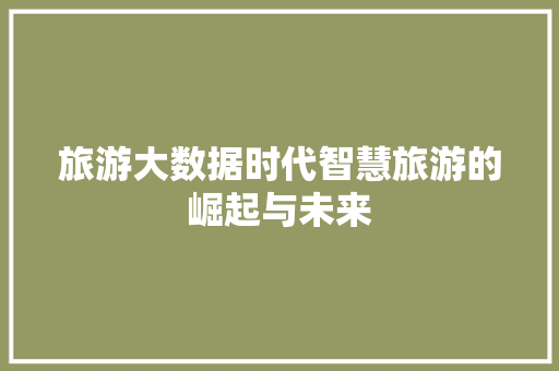 旅游大数据时代智慧旅游的崛起与未来
