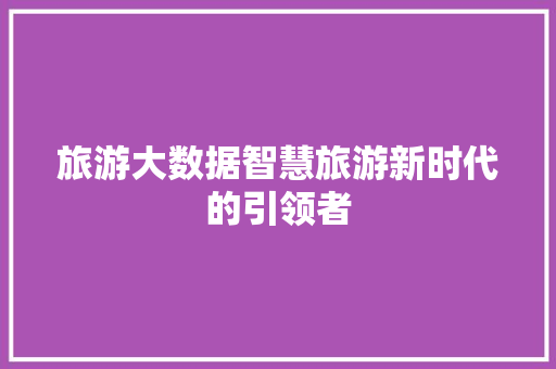 旅游大数据智慧旅游新时代的引领者