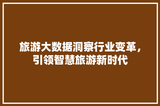 旅游大数据洞察行业变革，引领智慧旅游新时代