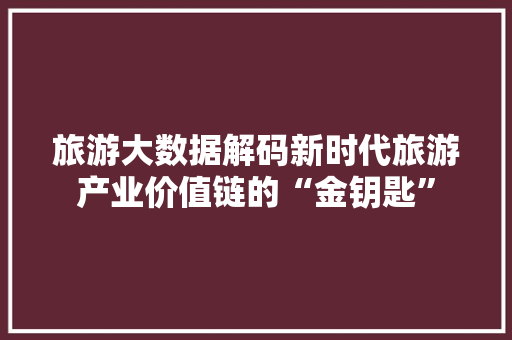 旅游大数据解码新时代旅游产业价值链的“金钥匙”