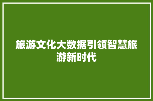 旅游文化大数据引领智慧旅游新时代