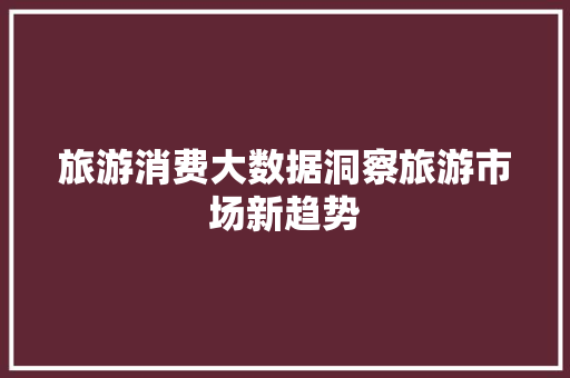 旅游消费大数据洞察旅游市场新趋势