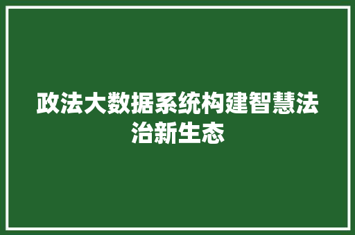 政法大数据系统构建智慧法治新生态