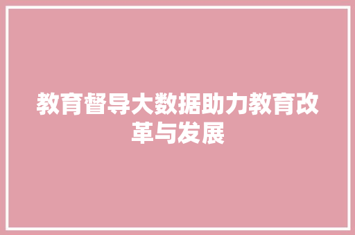 教育督导大数据助力教育改革与发展