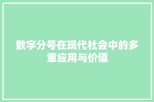 数字分号在现代社会中的多重应用与价值