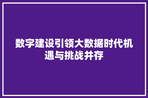 数字建设引领大数据时代机遇与挑战并存