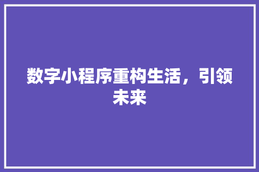 数字小程序重构生活，引领未来