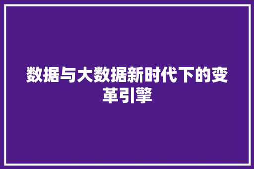 数据与大数据新时代下的变革引擎