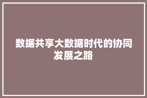 数据共享大数据时代的协同发展之路
