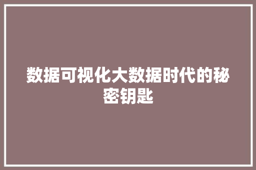 数据可视化大数据时代的秘密钥匙