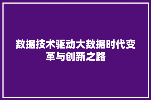 数据技术驱动大数据时代变革与创新之路