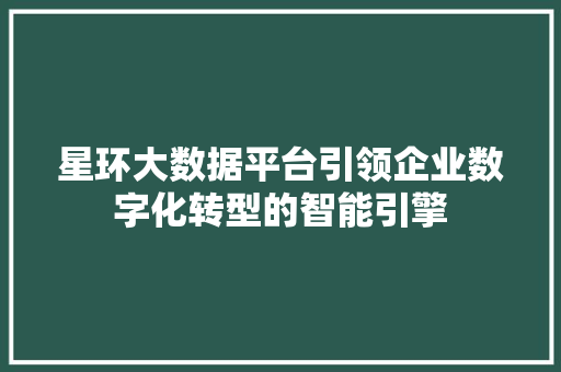 星环大数据平台引领企业数字化转型的智能引擎