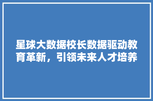 星球大数据校长数据驱动教育革新，引领未来人才培养