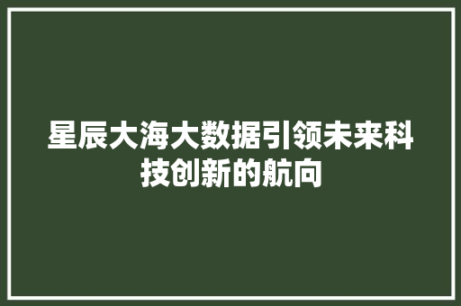 星辰大海大数据引领未来科技创新的航向
