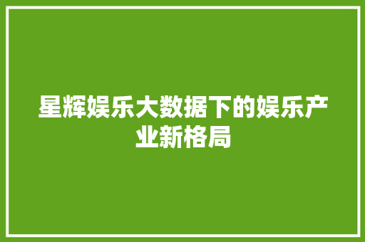 星辉娱乐大数据下的娱乐产业新格局
