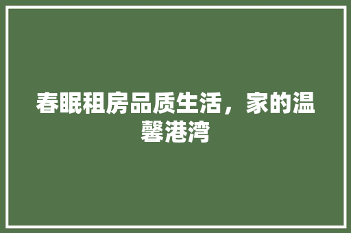 春眠租房品质生活，家的温馨港湾